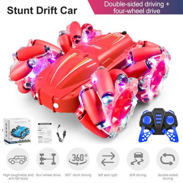 2022 Newest RC Car 4WD With LED Lights 2.4G Radio Remote Control Cars Buggy Off-Road Drift Electric Cars Model Boys Toy For Children Gift Color Red.