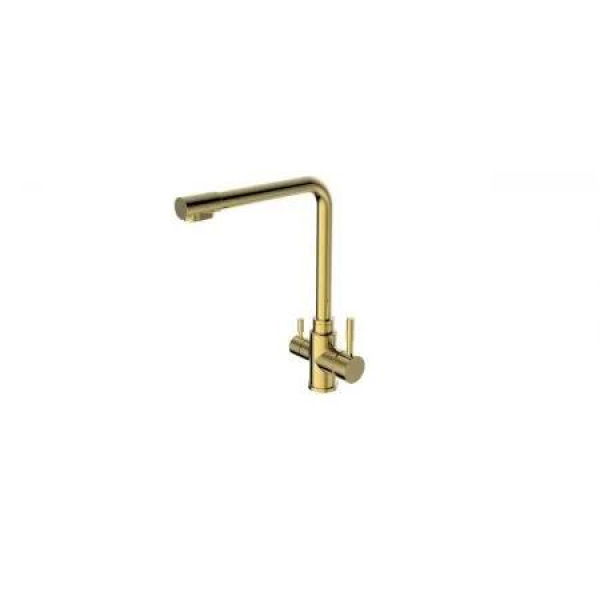 2023 Brushed Brass Gold L shape 3 way filter water kitchen mixer tap faucet Stainless steel Made PVD plated