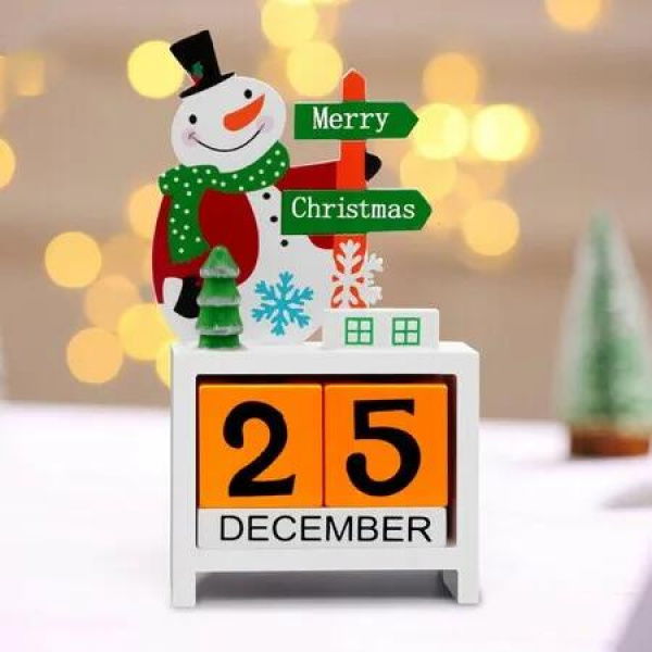 2023 Christmas Countdown Advent Calendar Days Until Christmas Countdown Desk Wooden Decoration Home Ornaments Office Decor -Snowman