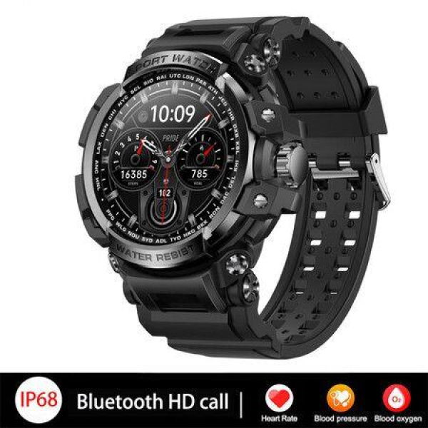 2023 New Series IP68 Waterproof Mens Smartwatch Sports Outdoor Sport Smartwatch Men SpO2/HR/BP Fitness Tracker Smart Clock Color: Black.