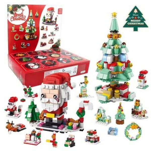 2024 Christmas Advent Calendar 6 IN 1 Santa Claus Christmas Tree Building Blocks Toys 12 Days Countdown Calendar Toys for Kids