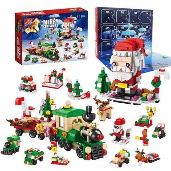 2024 Christmas Advent Calendar 6 IN 1 Santa Claus Train Building Blocks Toys 12 Days Countdown Calendar Toys for Kids