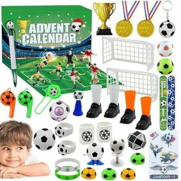 2024 Christmas Advent Calendar Countdown Stress Relief Building Blocks Football Theme for Kids