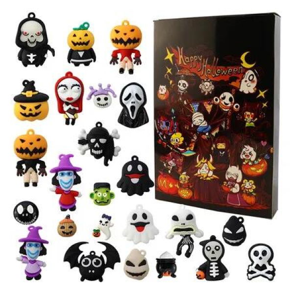 2024 New Halloween Advent Calendar Contains 24 Gifts, 24 Days of Halloween Countdown Calendar Figurine for Kids, K