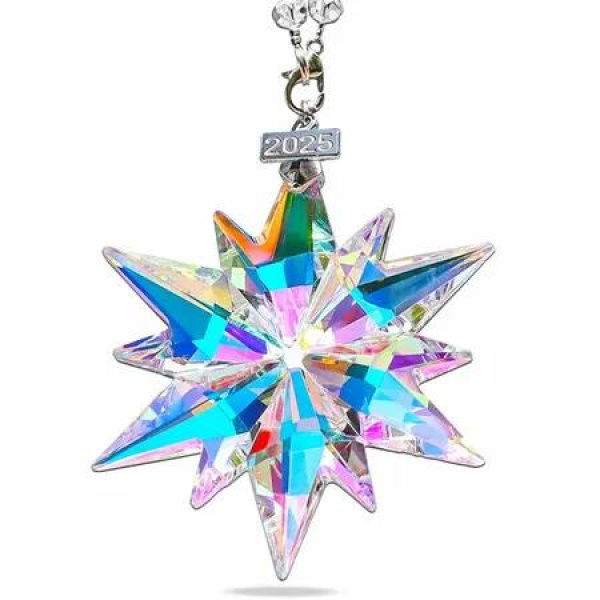 2025 Annual Christmas Ornaments Crystal Snowflake Star,Sparkly Crystal Ornaments for Christmas Tree,Beautiful Christmas Ornaments for Women Girls