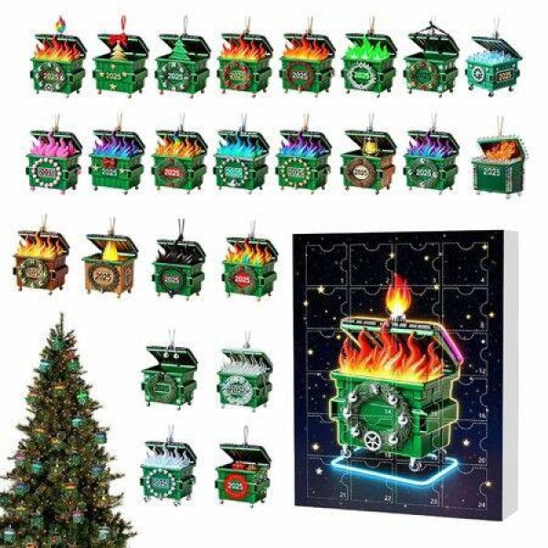 2025 Christmas Advent Countdown Calendar 24 Days 2D Acrylic Ornaments,Pendants Decoration For Christmas Tree,Car Rearview Mirror And Home