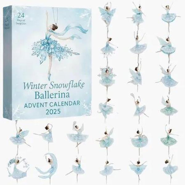 2025 Christmas Ballerina Advent Calendar 24 Days Delightful Dancers 2D Ornament For Holiday Countdown,Perfect Gift for Families and Dance Enthusiasts