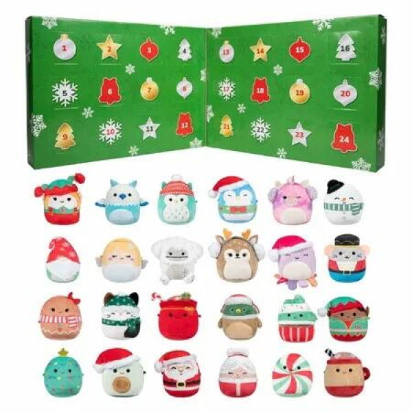 2025 Christmas Plush Advent Calendar 24 Days of 2.5In Cute Mini Plush Toys & Stuffed Animals,Soft Collectible Plushies Holiday Countdown Gift