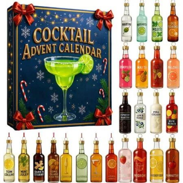 2025 Cocktail Advent Calendar 24 Days Christmas Countdown Calendar With 24 Miniature Cocktail,Countdown Surprise Gifts for Cocktail Lovers