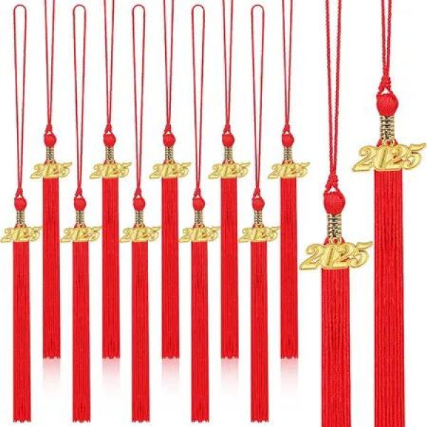 2025 Graduation Tassels,10Pcs Graduation Cap Tassels 2025 Grad Graduation Tassels for 2025 Graduation Ceremonies Accessories (Red)