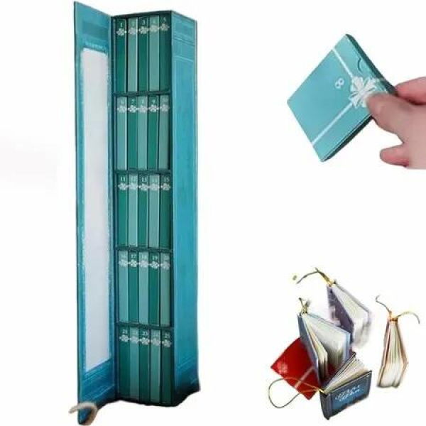 2025 Mini Book Ornament Advent,Book Lovers Gifts Calendar,Books Lovers Gifts Advent Calendar with 24 Book Gift,Christmas Books Countdown Calendar (Blue)