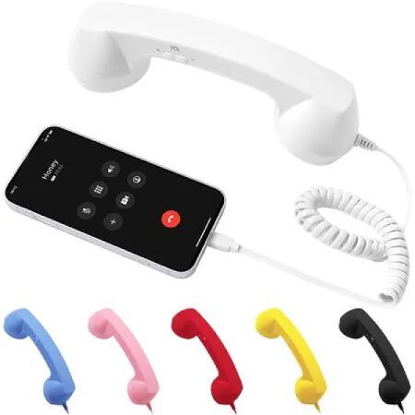 2026 New Retro Phone Handset,Vintage Retro Telephone Wired Handsets Style Landline Handle Receiver for Cell Mobile Video Conferences,Calls,Meetings (White)