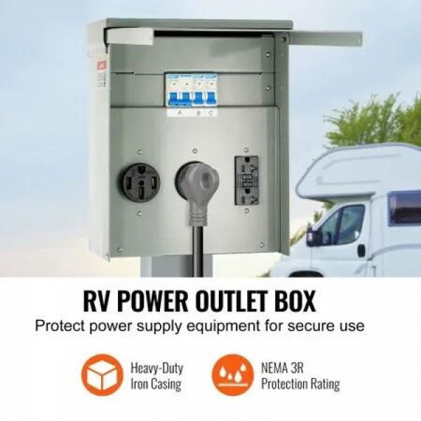 20/30/50A Temporary RV Power Outlet Box Electrical Outdoor Receptacle Box