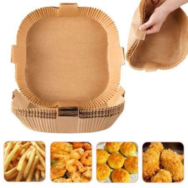 20cm 100Pcs Air Fryer Disposable Paper Liner With Handle Easy Take Out Water-proof Oil-proof Non-stick Parchment Paper For Baking