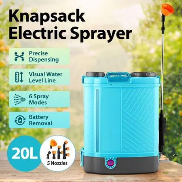 20L Electric Backpack Sprayer Disinfection Garden Rechargeable Watering Lawn Weed Remover 12V Battery Powered Herbicide Agriculture Car Wash Knapsack