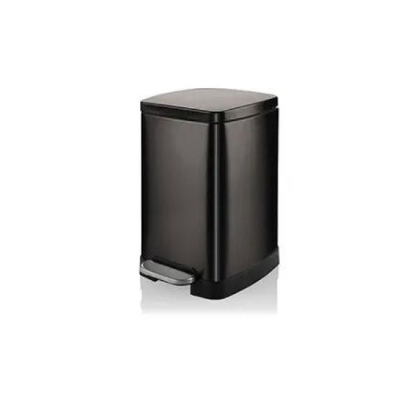 20L Rubbish Bin Black Titanium Coloured Tungsten Steel Pedal Flip Top Kitchen Bathroom Office Garbage Bin