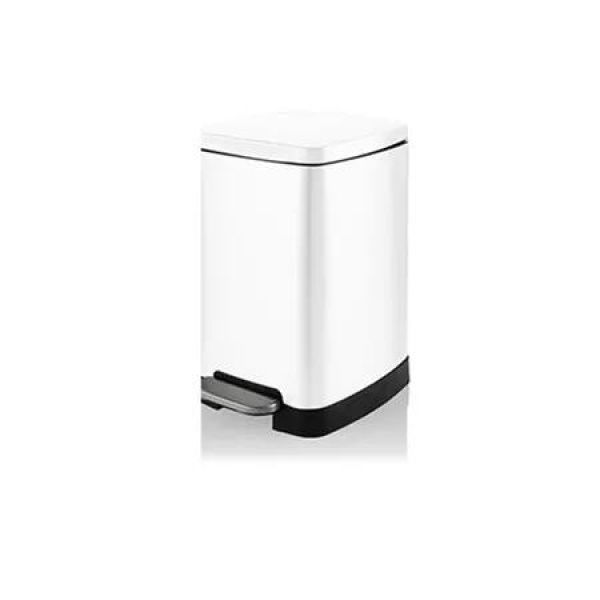 20L Rubbish Bin White Coloured Tungsten Steel Pedal Flip Top Kitchen Bathroom Office Garbage Bin