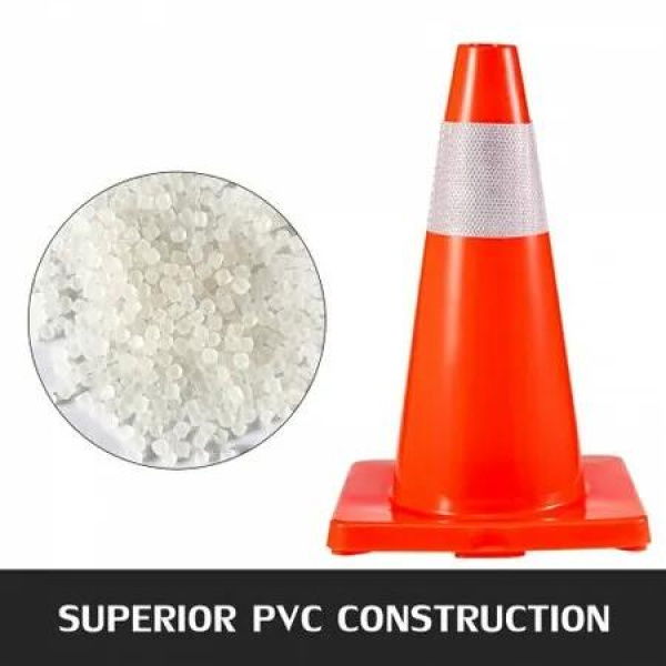 20Pack 18' Traffic Cones Safety Road Parking Cones PVC Base Orange Traffic Cone with Reflective Collars Hazard Construction Cones for Home Traffic Parking