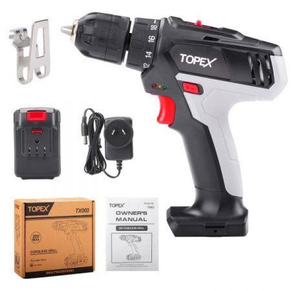 20V Max Cordless Hammer Drill w/ Li-Ion Battery & Screwdriver Bit Set