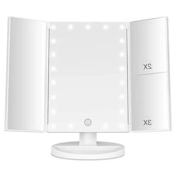 21 LED Lighted Makeup Mirror with 2X/3X Magnification for Precision Beauty and Grooming (White)