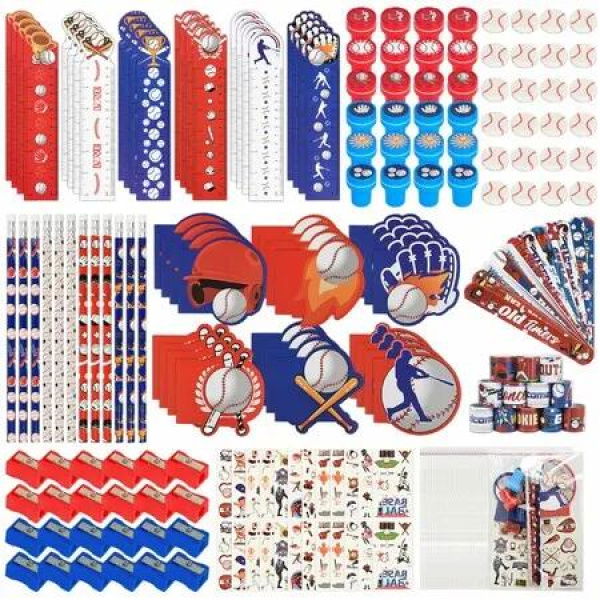 216 Pieces Baseball Party Favors For Kids Birthday Baseball Theme Parties Goodie Bags Gift Bags Pencils Stamps Classroom Rewards Supplies