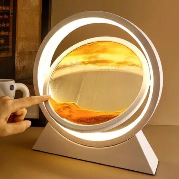 21cm USB POWER 3 mode light Moving Sand Art Light 3D Deep Sea Sand Relaxing Sand Drawing Picture Birthday Christmas Housewarming gift Desk Home Office GOLD