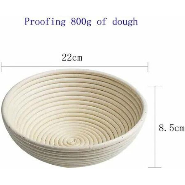 22*8.5CM Round Bread Proofing Basket with Proofing Cloth: Handmade Banneton Basket for Sourdough Bread Baking