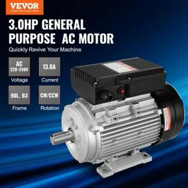 2.2KW Electric Motor 2800 rpm AC 220~240V 13.8A 90L B3 Frame Air Compressor Motor Single Phase 24mm Keyed Shaft CW/CCW Rotation