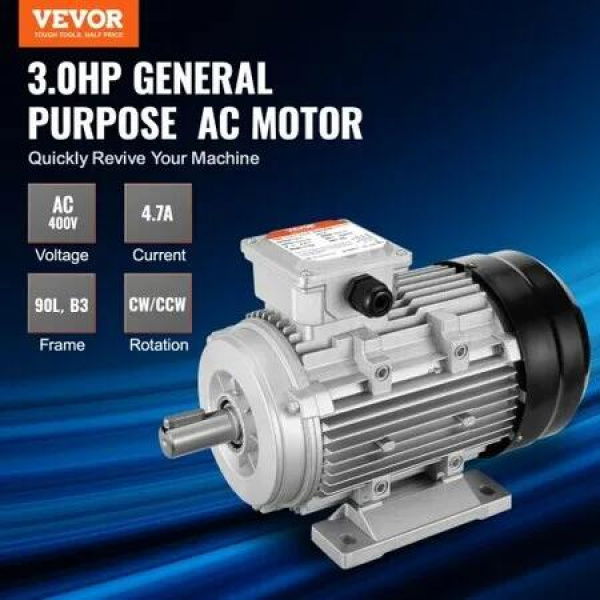2.2KW Electric Motor 2890 rpm AC 400V 4.7A 90L B3 Frame Air Compressor Motor 3-Phase 24mm Keyed Shaft CW/CCW Rotation