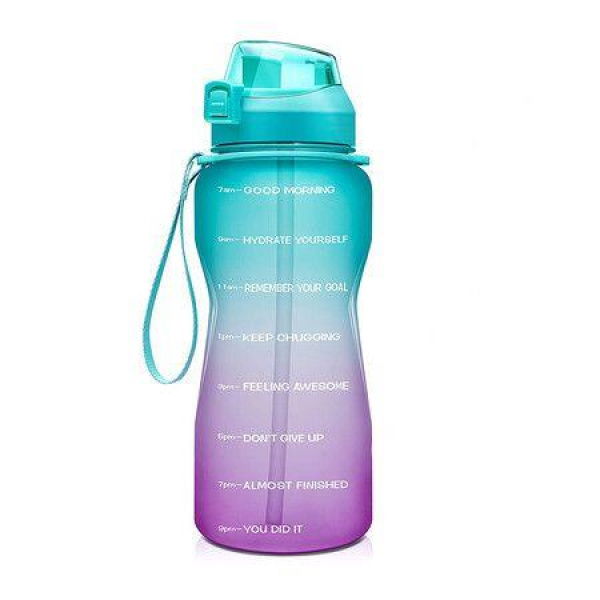 2.2L Motivational Water Bottle With Time Marker And Straw Leakproof Tritan BPA Free.