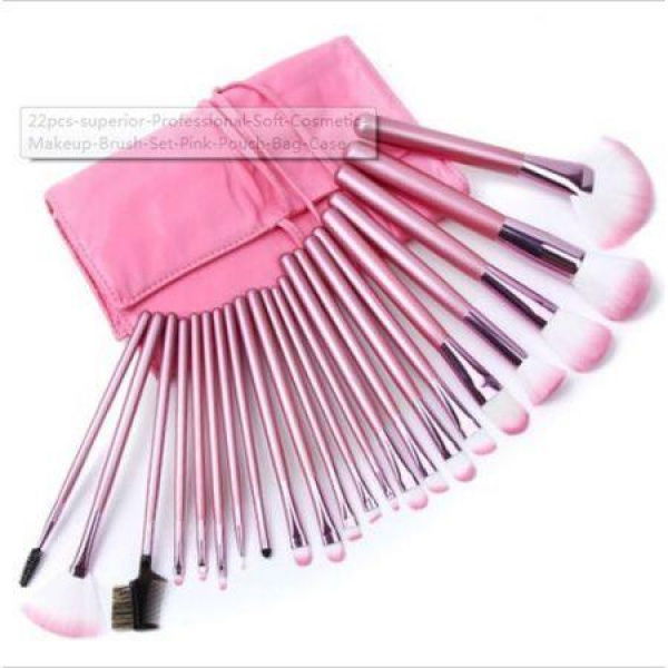 22 Pcs Professional Soft Cosmetic Makeup Brush Set + Pouch Bag Case