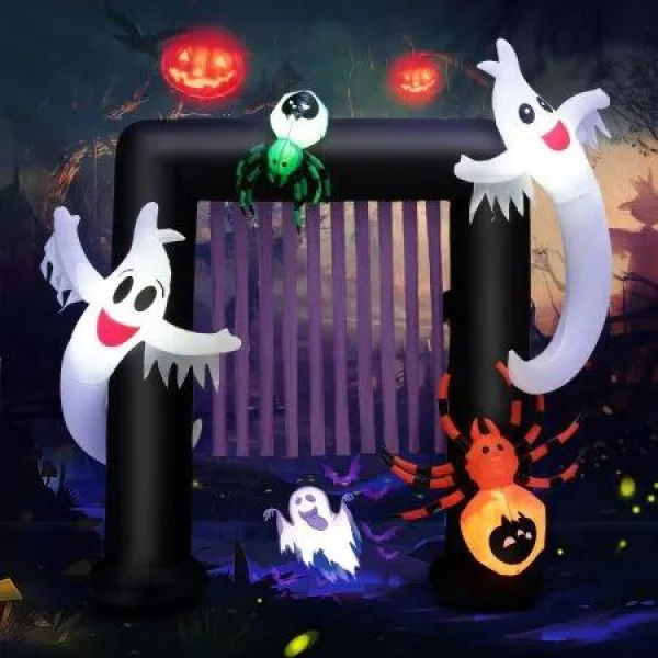 230CM Halloween Inflatable Archway with 2 Haunted Ghosts & 2 Spiders