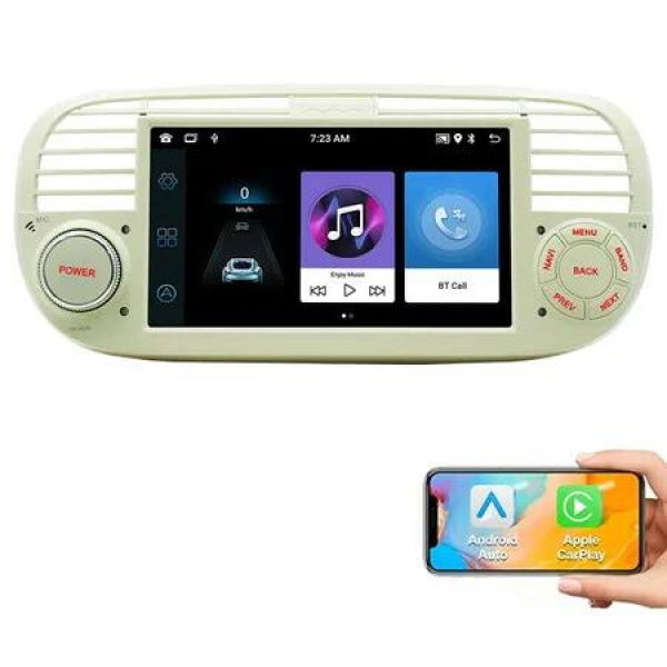 2+32GB Car Stereo for Fiat 500 2007 to 2015 with Wireless Carplay and Andriod Auto Digital Media Receiver, 7 inch IPS HD Touch Screen Car Radio
