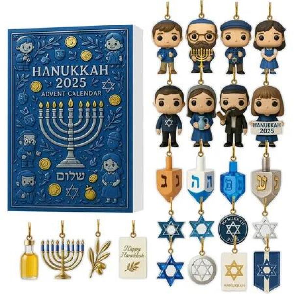 24 Days Advent Calendar with 2D Acrylic Flat Hanging Ornaments for Christmas Countdown, Holiday Decoration & Gift for Boys and Girls