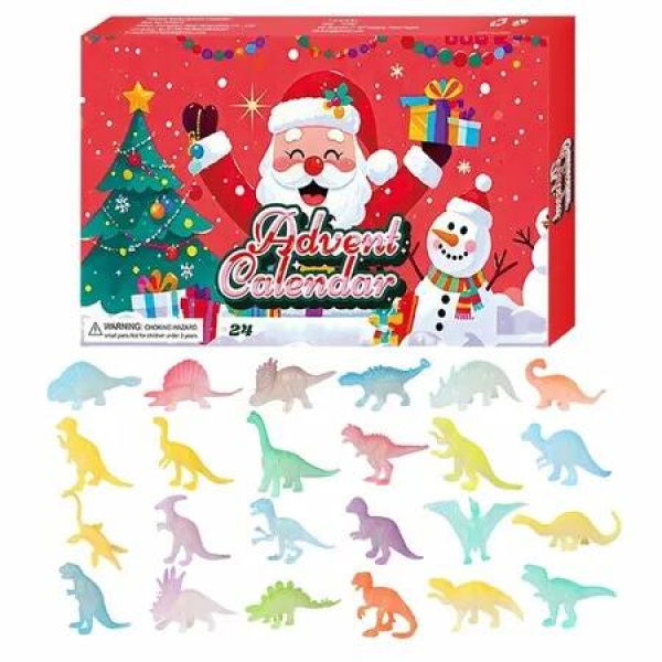 24 Days Christmas Countdown Advent Calendar For Kids With Glow-in-the-Dark Dinos Figure,Cute Xmas Figure Gift For Baby Girl Boy