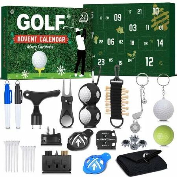 24 Days Christmas Golf Advent Calendar,Golf Themed Accessory Set for Every Golfer Holiday Gifts