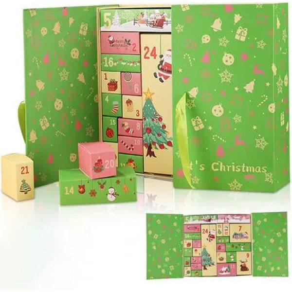 24 Empty Advent Calendar Boxes,Advent Calendar Fillers,DIY Advent Calendar Empty Boxes to Fill,Fillable Empty Advent Calendar 2025 (Green)