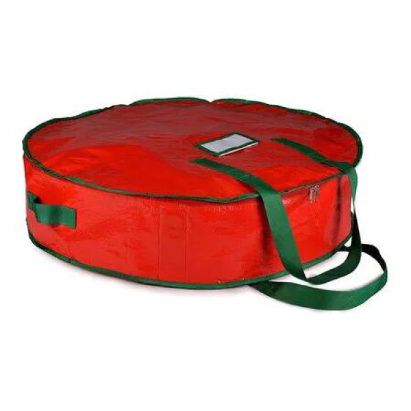 24 inch Christmas Wreath Storage Bag, 61 x 61 x 18cm, Durable, Tarp Material, Zipper, Sturdy Carry Handles, Pest Protection