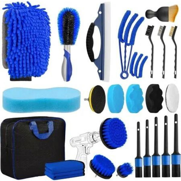 24 PCS Car Cleaning Kit, Car Detailing Kit for Cleaning Wheels Interior Exterior,Leather,Dashboard,Vents