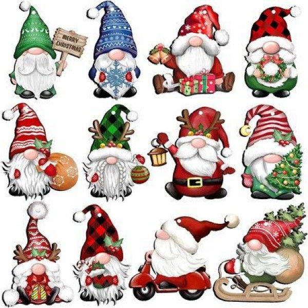 24 Pieces Christmas Wooden Ornaments, Christmas Tree Ornaments Wood Hanging Decor for Christmas Tree Decoration Party Supplies