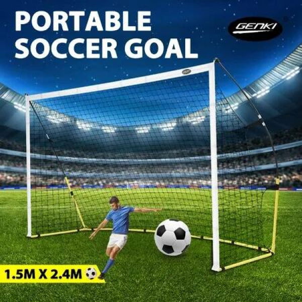 240cm Soccer Goal Portable Football Net Metal Frame Set Backyard Park Training Practice Outdoor Game Sports Match Kids Youth with Storage Bag