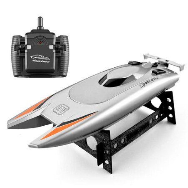 2.4G Double Motor Remote Control Boat High Speed Yacht Children Racing Boat Water Racing Boys Toy (Silver Gray)