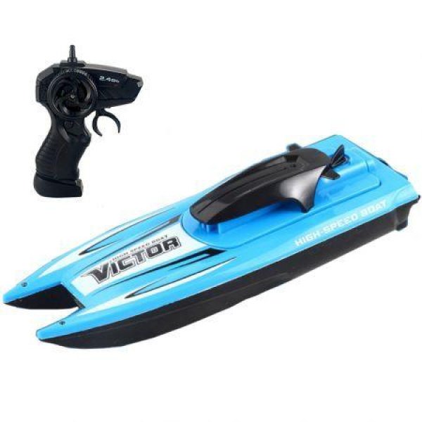 2.4G RC Boat Waterproof High Speed Racing Rechargeable Vehicles Models Ship Electric Radio Remote Control Toys Blue