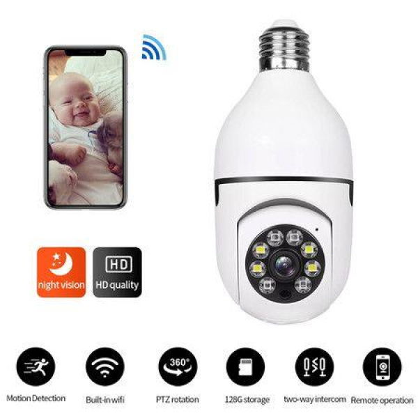 2.4GHz WiFi Camera Bulb 360-Degree Panorama 1080P Night Vision IP Surveillance Camera