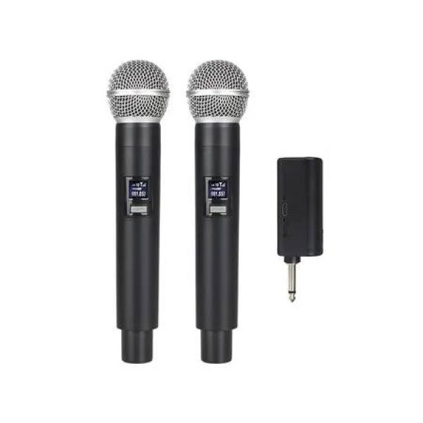 2.4G Wireless Microphone,Dual Microphones for Karaoke, Wireless Dynamic Microphone with Rechargeable Receiver,Plug and Play,Suitable for Speech, Wedding
