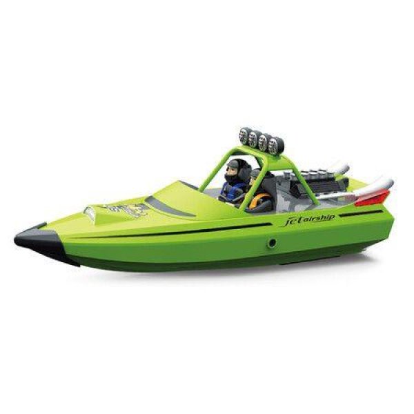 2.4G Wireless Remote Control Boat Turbo Jet Speedboat Flip Reset Low Electricity Tips Boy Water Toy Boat (Green)