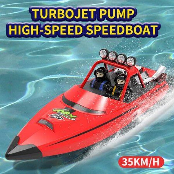 2.4G Wireless Remote Control Boat Turbo Jet Speedboat Flip Reset Low Electricity Tips Boy Water Toy Boat (Red)