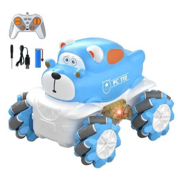 2.4GHz 4WD RC Stunt Car with LED Light 360 Degree Drift 1:36 Animal Race Car for Kids 3+