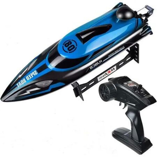 2.4Ghz High Speed RC Boat (25 KM/H) - Remote Control Boat for Lakes, Pools, and Outdoor Adventures (Blue)