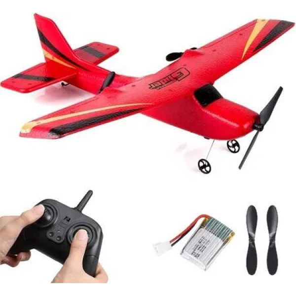 2.4GHz RC Airplane remote control Glider for Effortless Flight, Perfect for Kids and Beginners (Ready to Fly, Red)